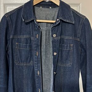 Dark Blue Denim Longline Shirt Dress